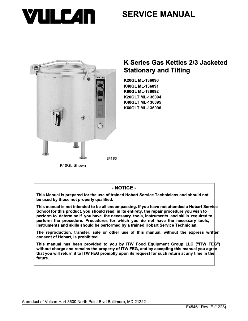 Page 1 de la notice Manuel utilisateur Vulcan K40GL