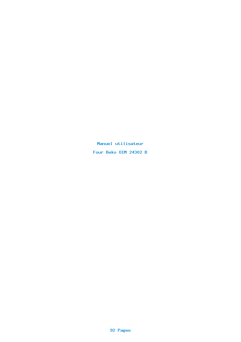 Page 1 de la notice Manuel utilisateur Beko OIM 24302 B