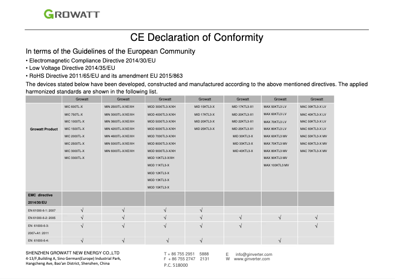 Page 1 de la notice Guide d'installation Growatt MOD 5000TL3-XH