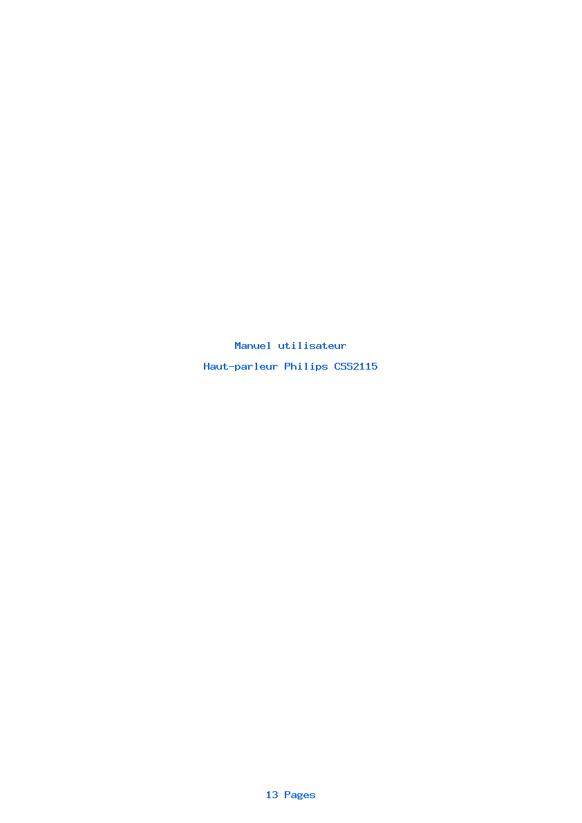 Page 1 de la notice Manuel utilisateur Philips CSS2115