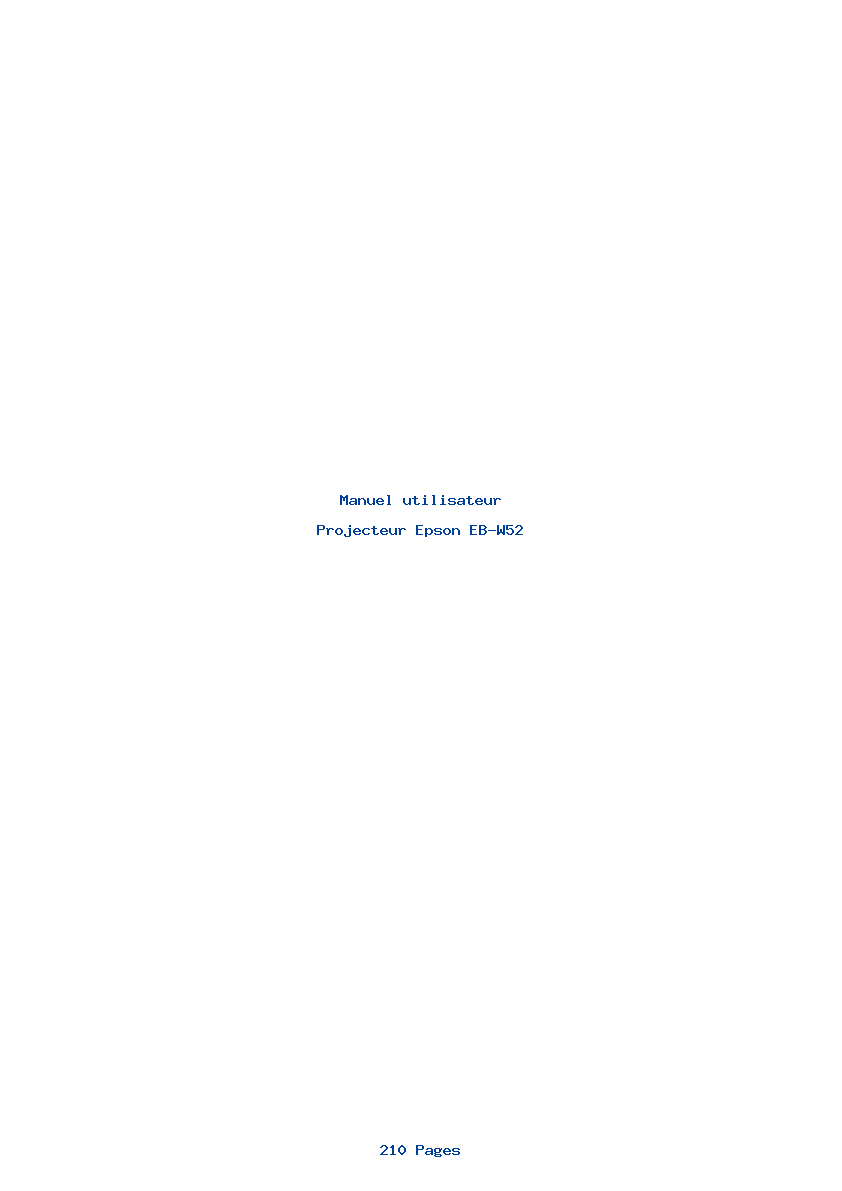 Page 1 de la notice Manuel utilisateur Epson EB-W52