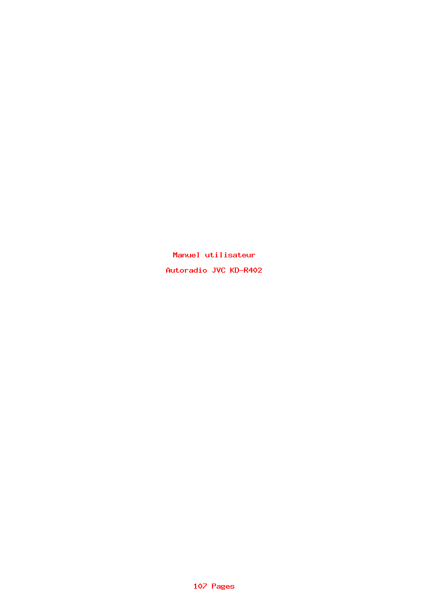 Page 1 de la notice Manuel utilisateur JVC KD-R402