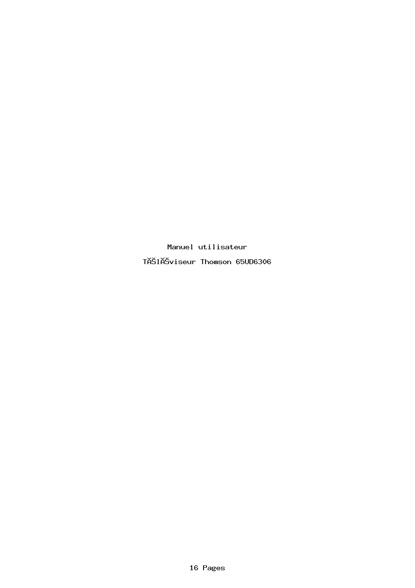 Page 1 de la notice Manuel utilisateur Thomson 65UD6306