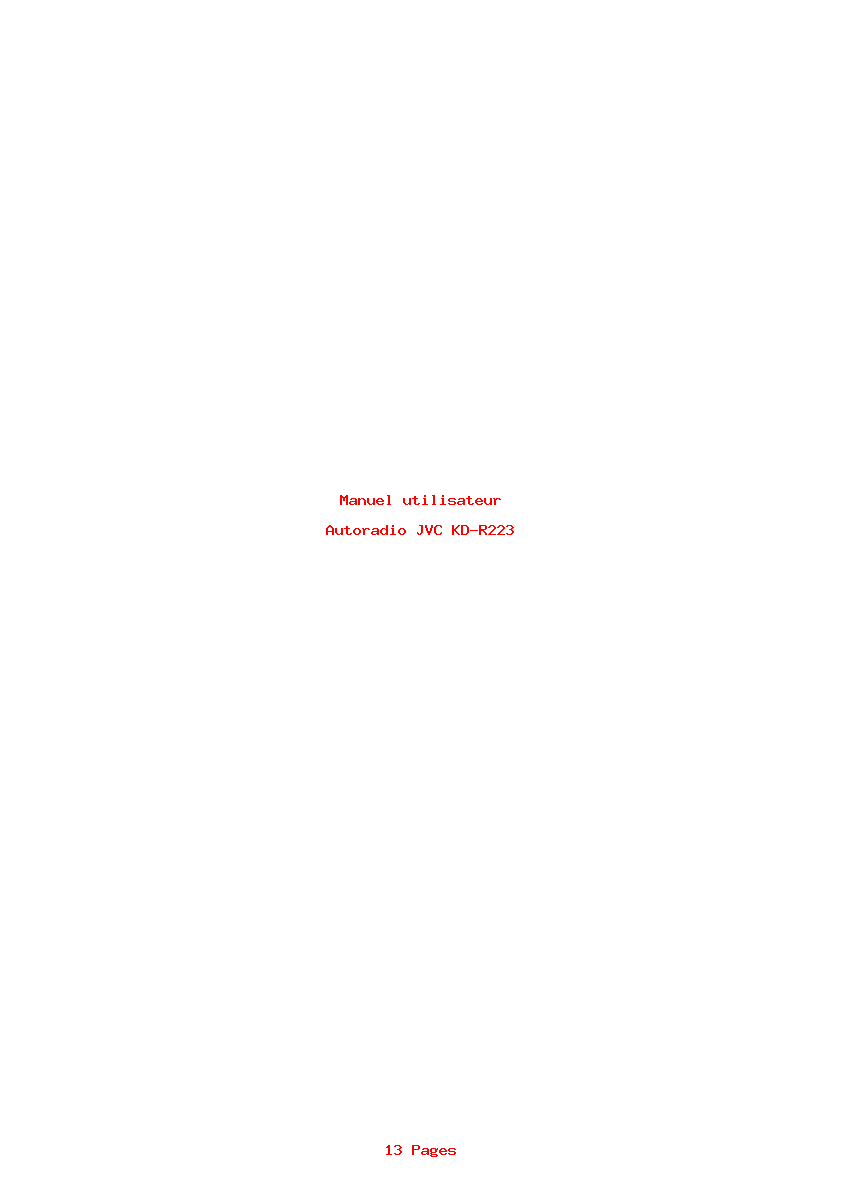 Page 1 de la notice Manuel utilisateur JVC KD-R223