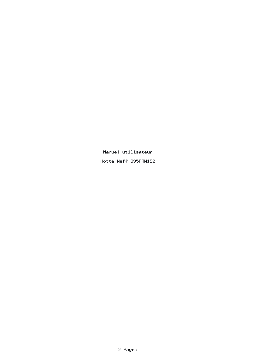 Page 1 de la notice Manuel utilisateur Neff D95FRW1S2
