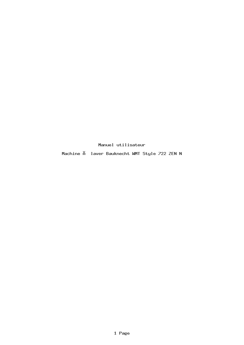 Page 1 de la notice Manuel utilisateur Bauknecht WMT Style 722 ZEN N