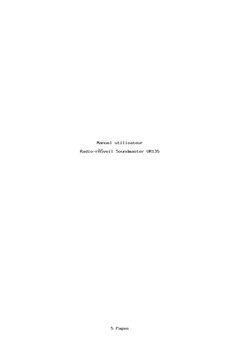Page 1 de la notice Manuel utilisateur Soundmaster UR135