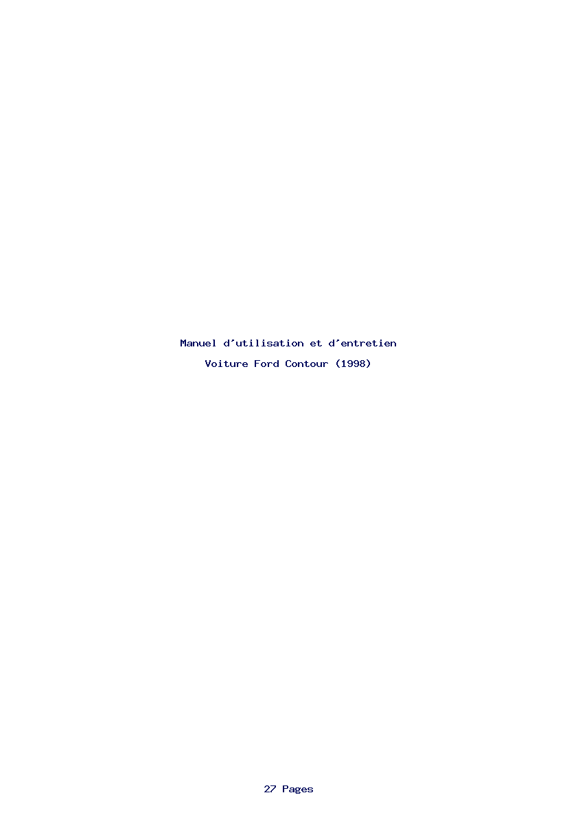 Page 1 de la notice Manuel d'utilisation et d'entretien Ford Contour (1998)