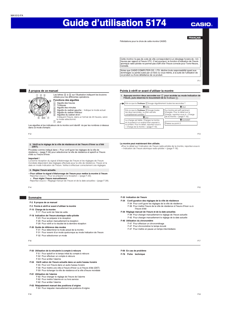 Page 1 de la notice Manuel utilisateur Casio WVQ-M410D-1AER