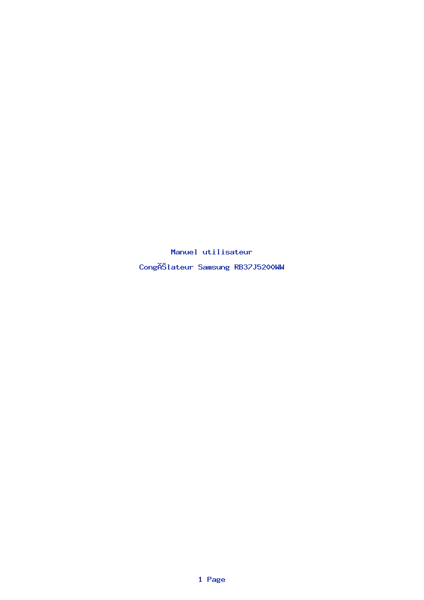 Page 1 de la notice Manuel utilisateur Samsung RB37J5200WW