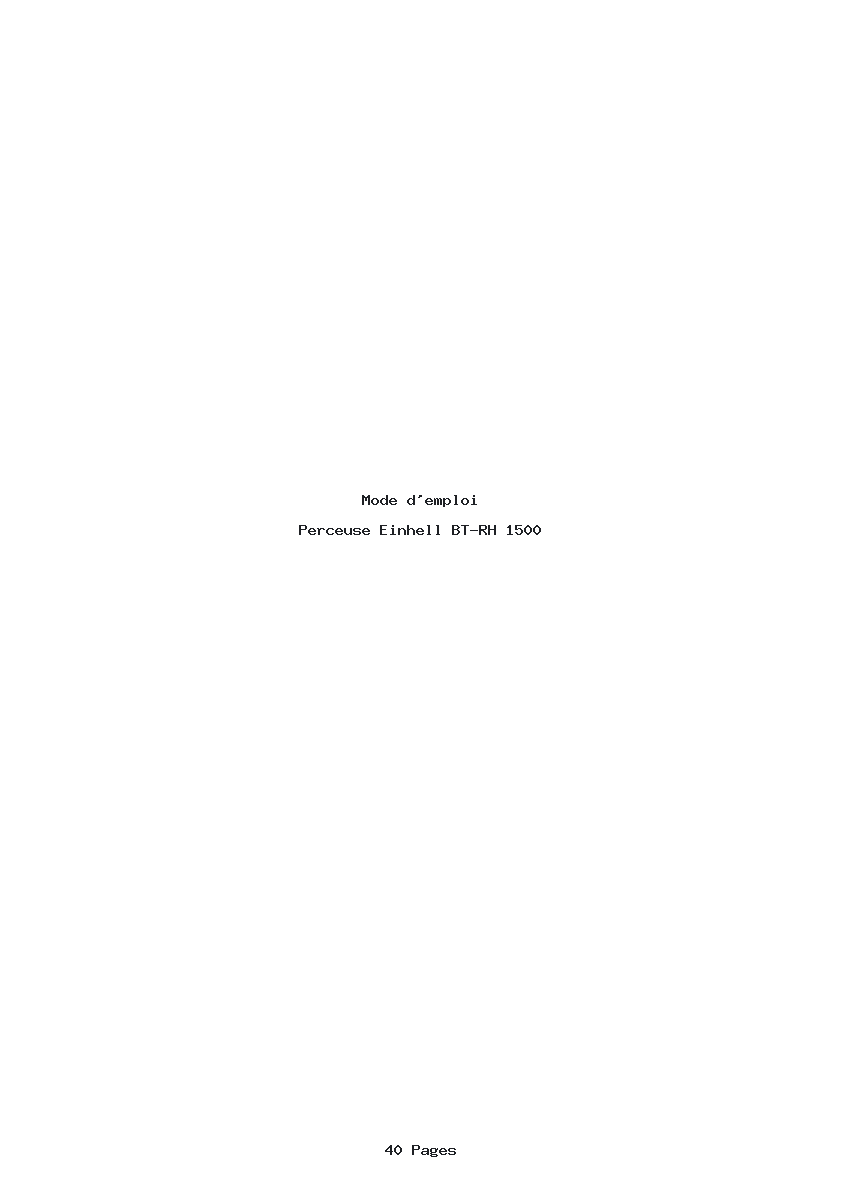 Image de la première page du manuel de l'appareil BT-RH 1500