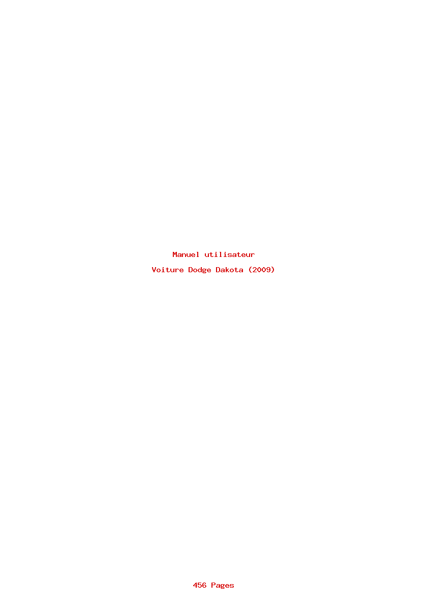 Page 1 de la notice Manuel utilisateur Dodge Dakota (2009)