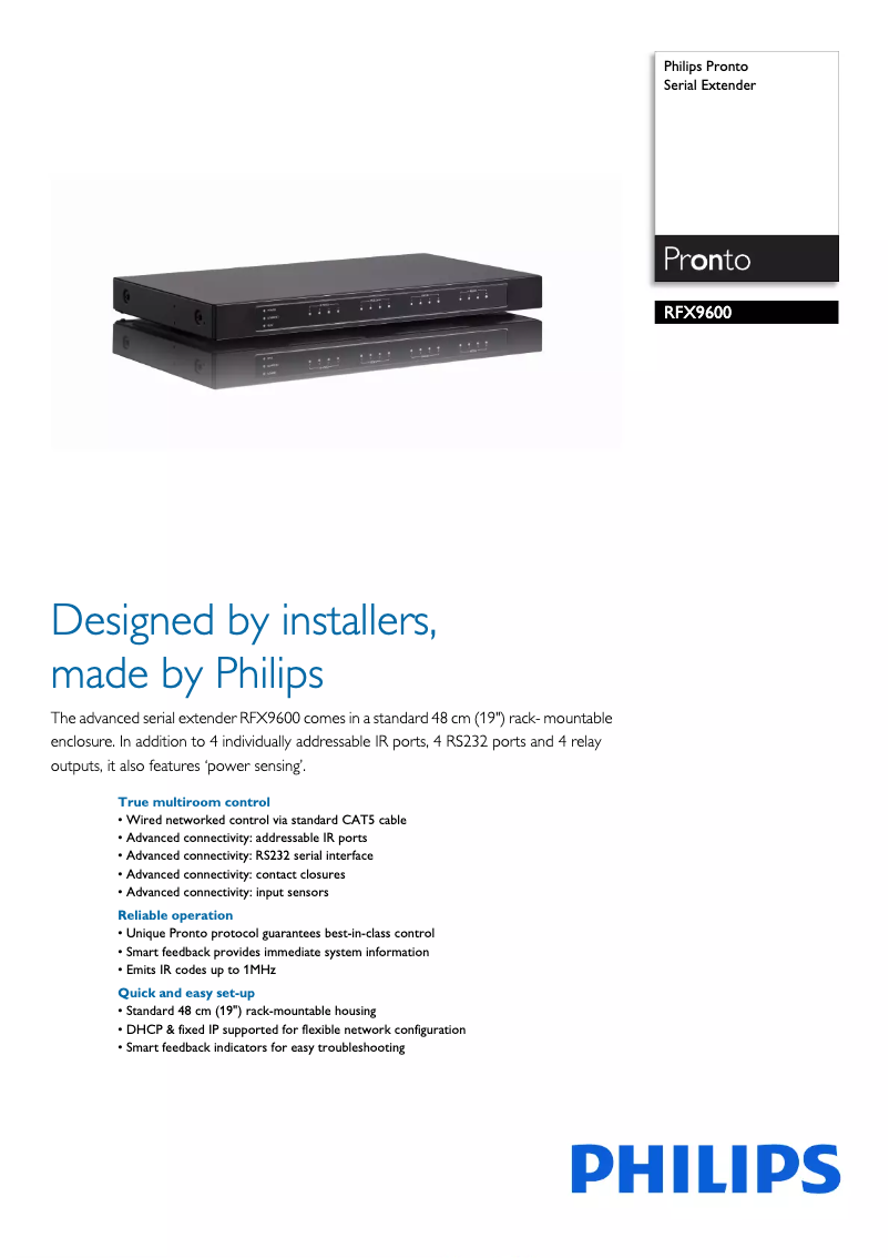 Image de la première page du manuel de l'appareil Pronto RFX9600