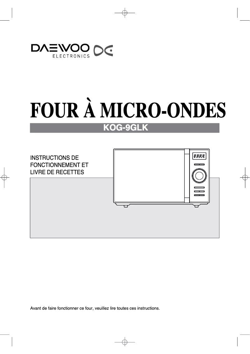 Page 1 de la notice Manuel utilisateur Daewoo KOG-9GLK