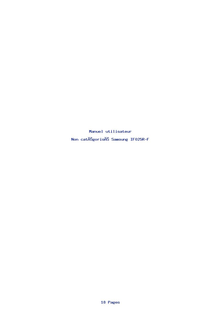 Page 1 de la notice Manuel utilisateur Samsung IF025R-F