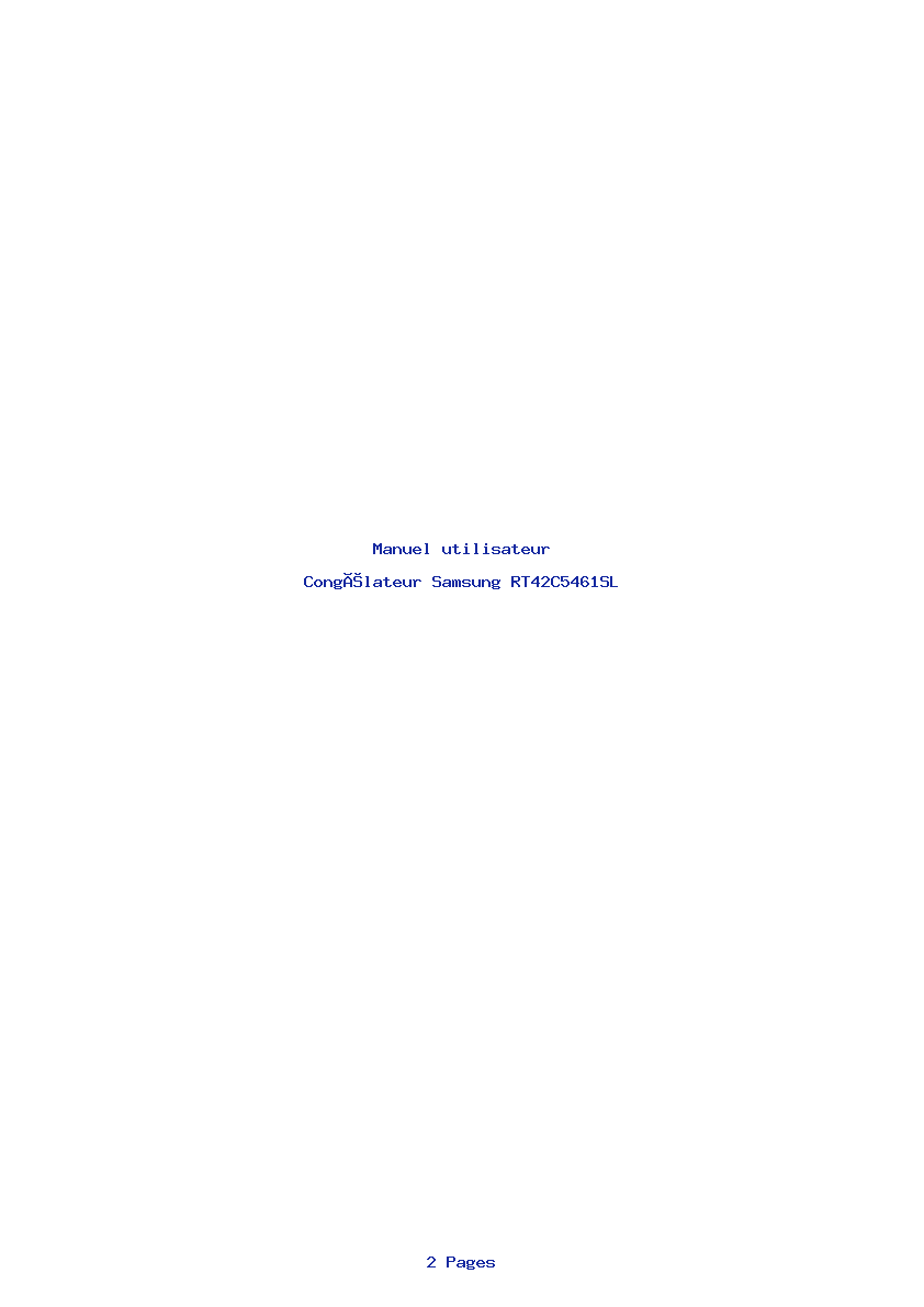 Page 1 de la notice Manuel utilisateur Samsung RT42C5461SL