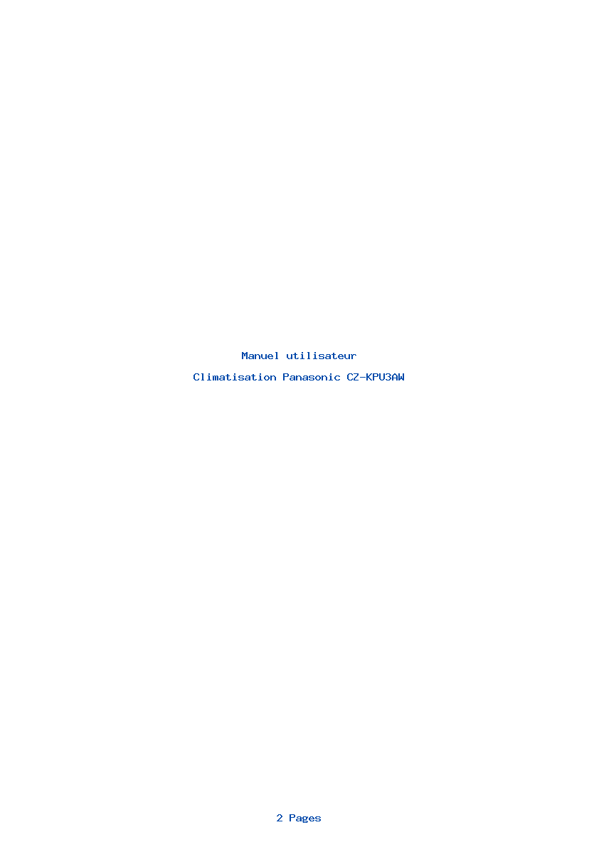 Page 1 de la notice Manuel utilisateur Panasonic CZ-KPU3AW