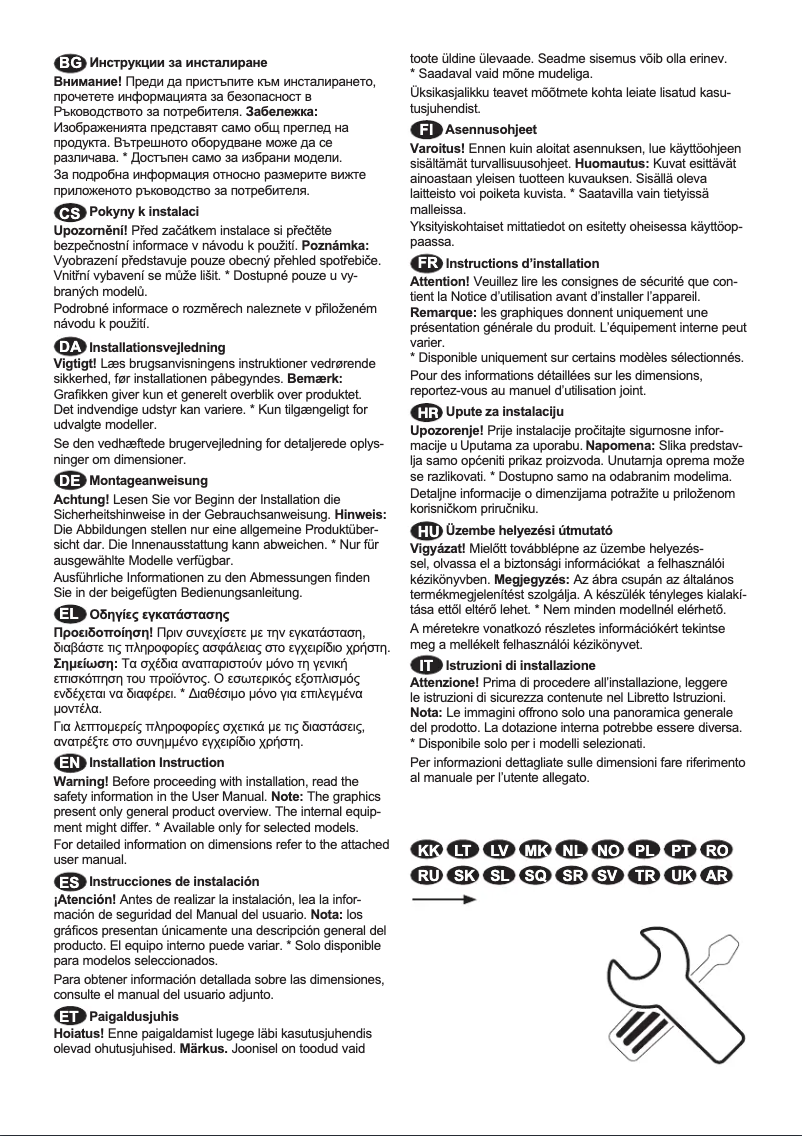 Página 1 del manual Guía de instalación Electrolux EUE7000W2