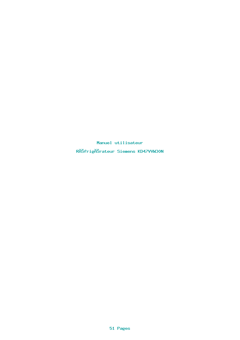Page 1 de la notice Manuel utilisateur Siemens KD47VVW30N