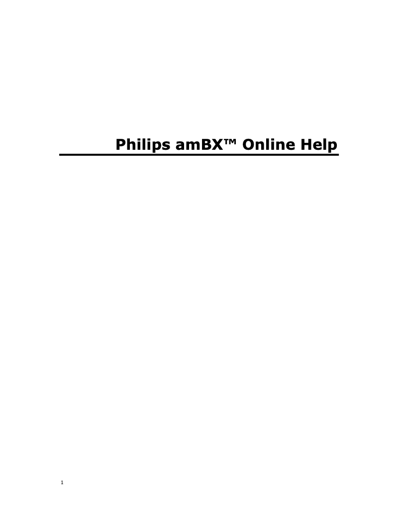 Page 1 de la notice Manuel utilisateur Philips amBX SGC6101BD
