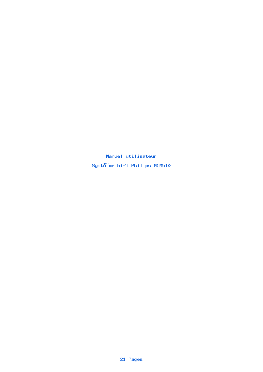 Page 1 de la notice Manuel utilisateur Philips MCM510