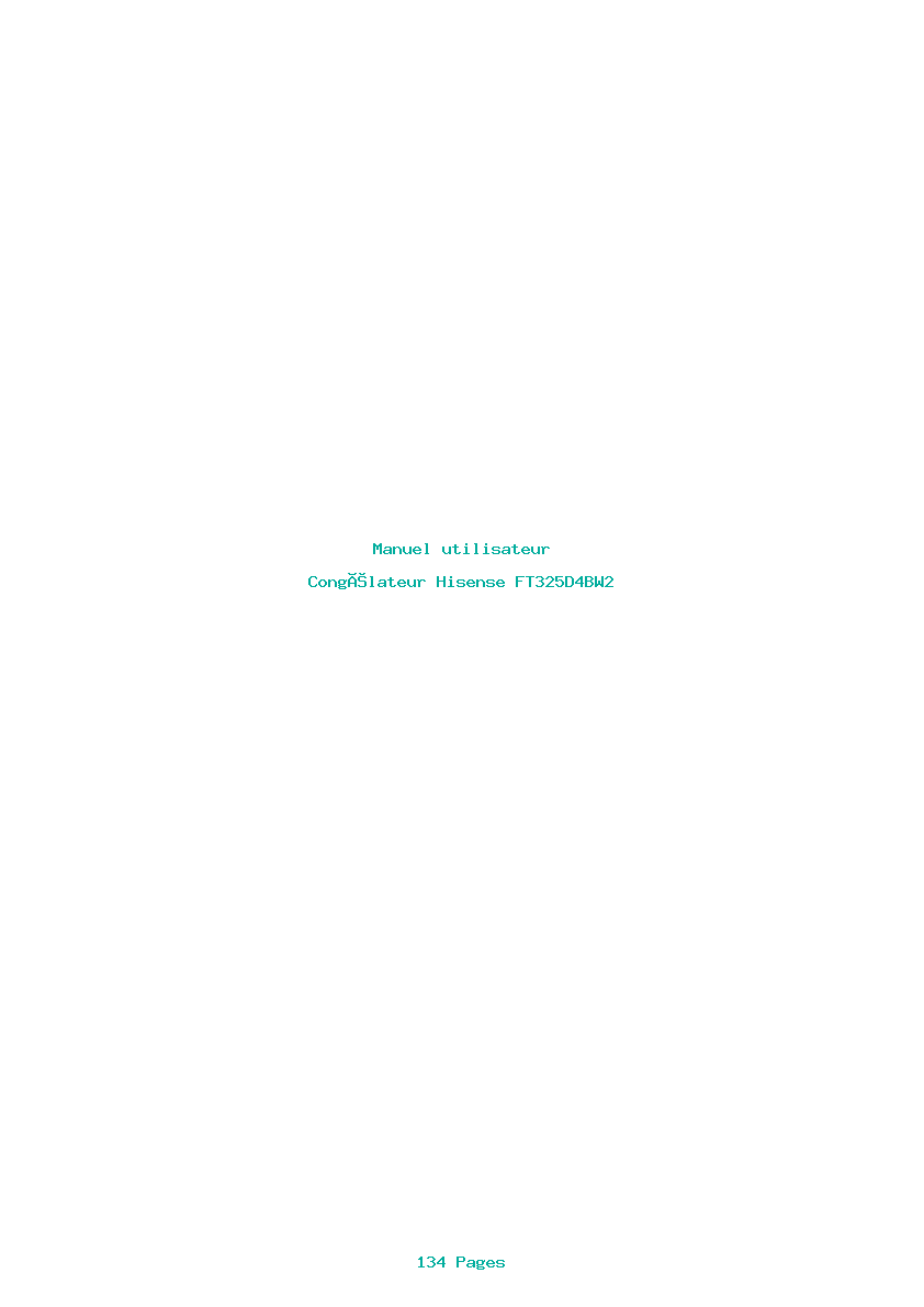 Page 1 de la notice Manuel utilisateur Hisense FT325D4BW2