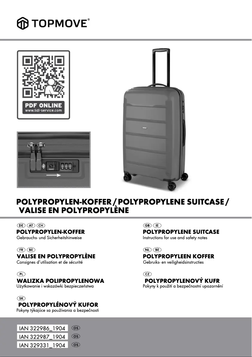 Page 1 de la notice Manuel utilisateur Topmove IAN 322987