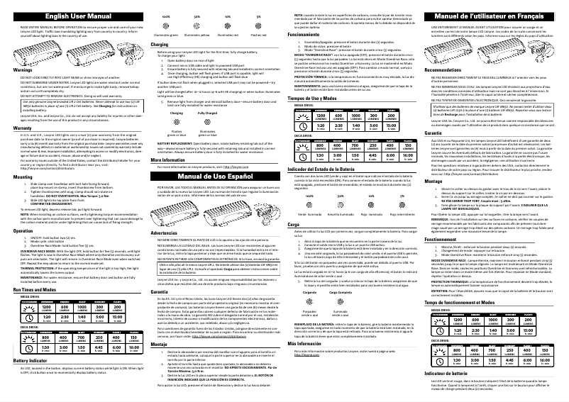 Page 1 de la notice Manuel utilisateur Lezyne Deca Drive (2014)