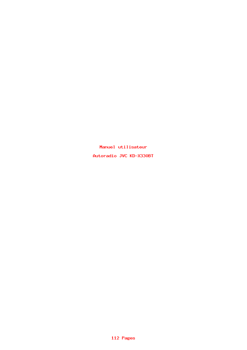 Page 1 de la notice Manuel utilisateur JVC KD-X330BT