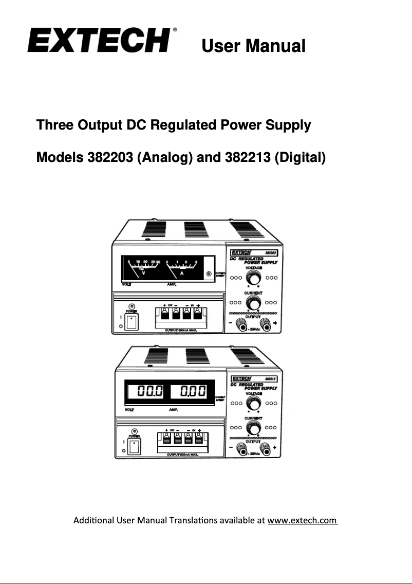 Page 1 de la notice Manuel utilisateur Extech 382203