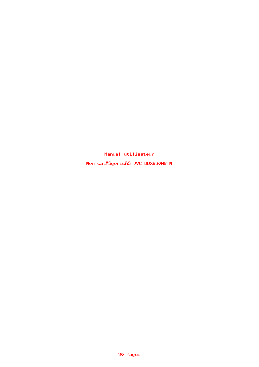 Page 1 de la notice Manuel utilisateur JVC DDX630WBTM