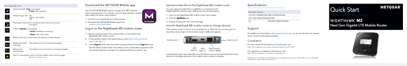 Page 1 de la notice Guide d'installation Netgear Nighthawk M2 MR2100