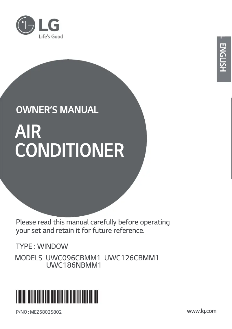 Page 1 of the manual User Manual LG UWC186NBMM1