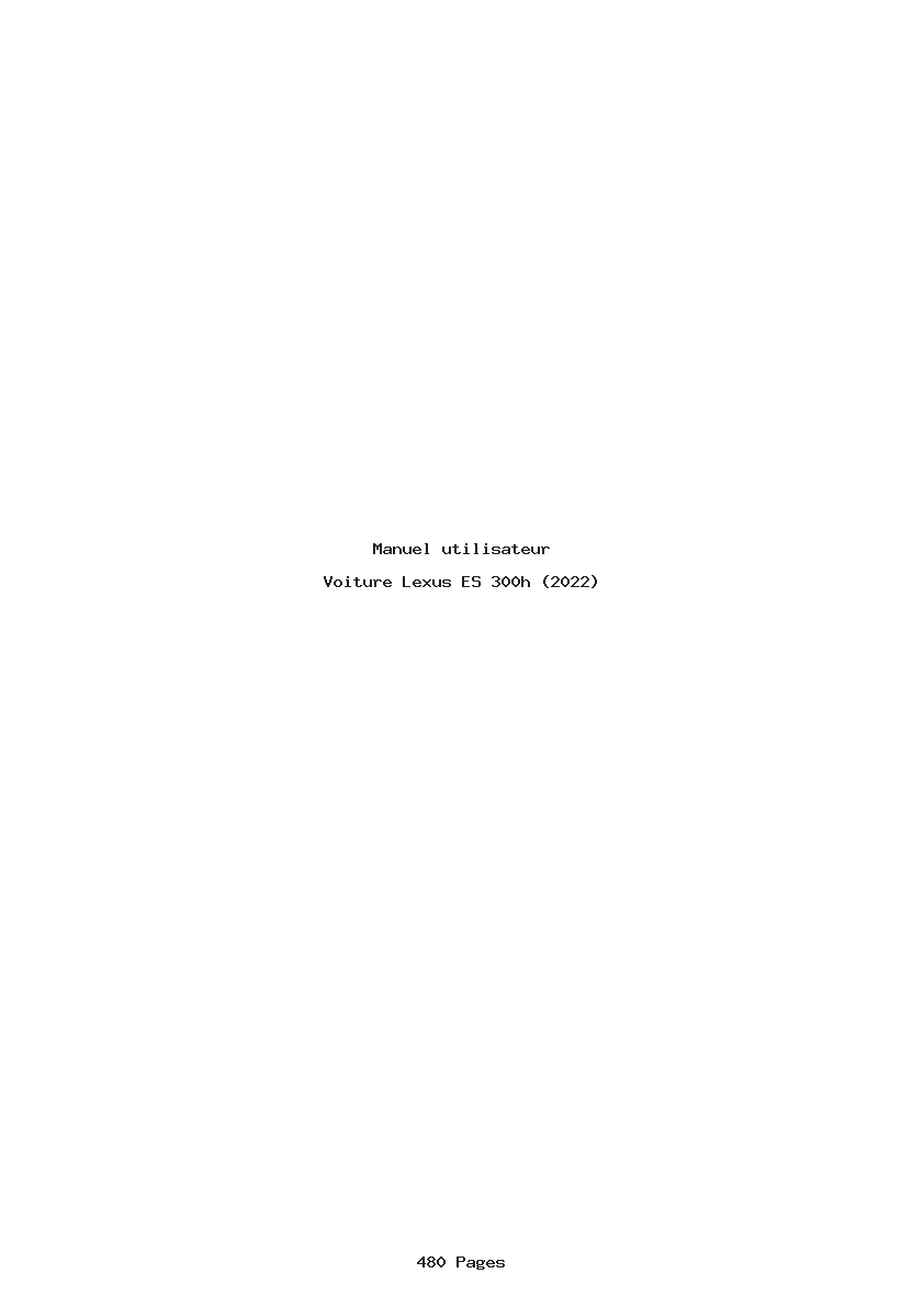 Page 1 de la notice Manuel utilisateur Lexus ES 300h (2022)