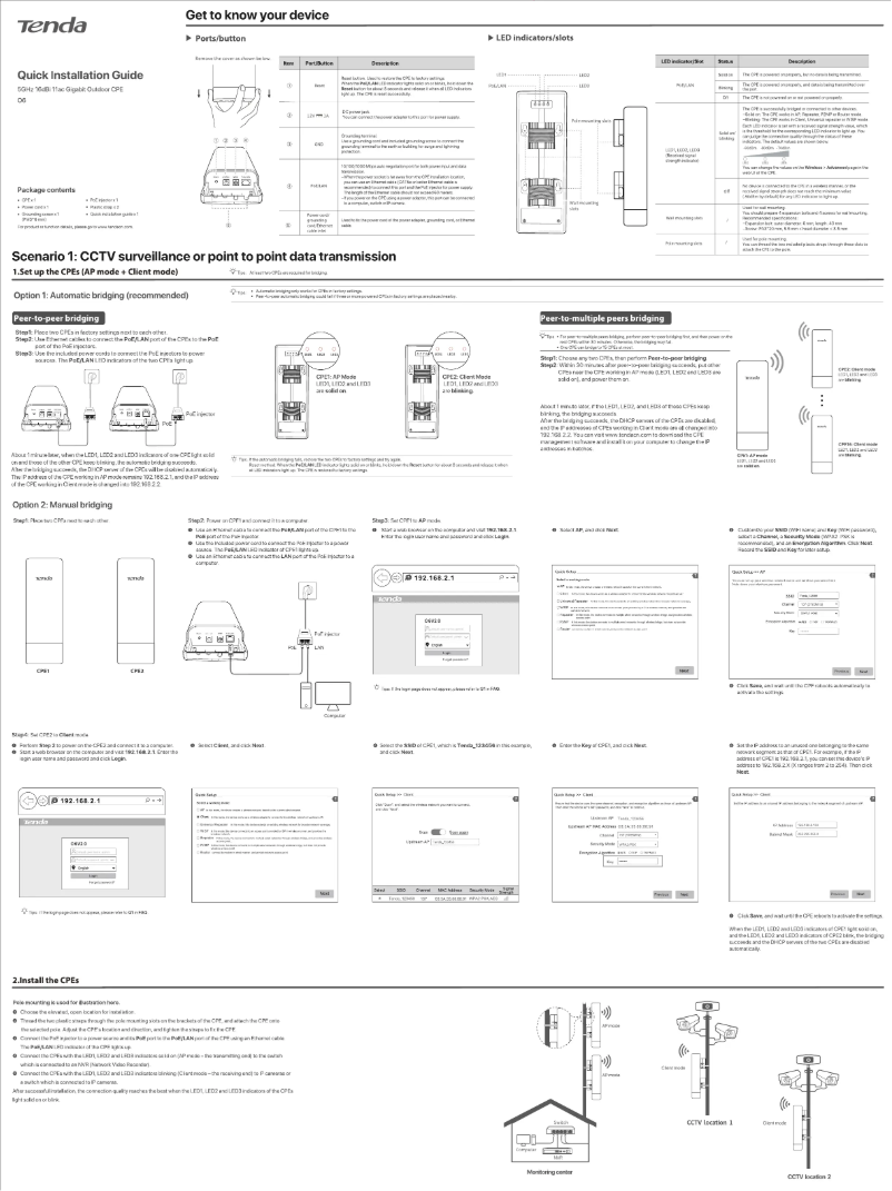Page 1 de la notice Guide d'installation Tenda O6