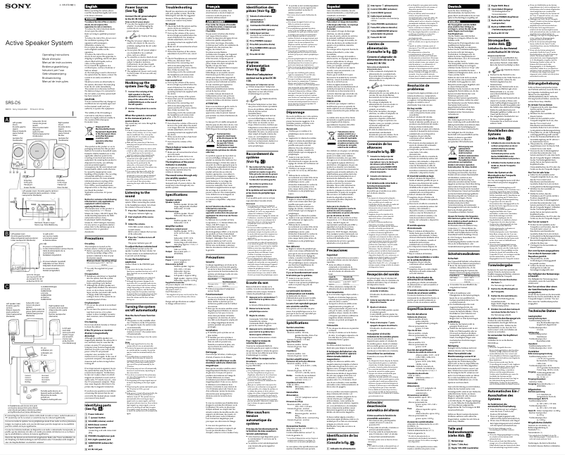 Page 1 de la notice Manuel utilisateur Sony SRS-D5
