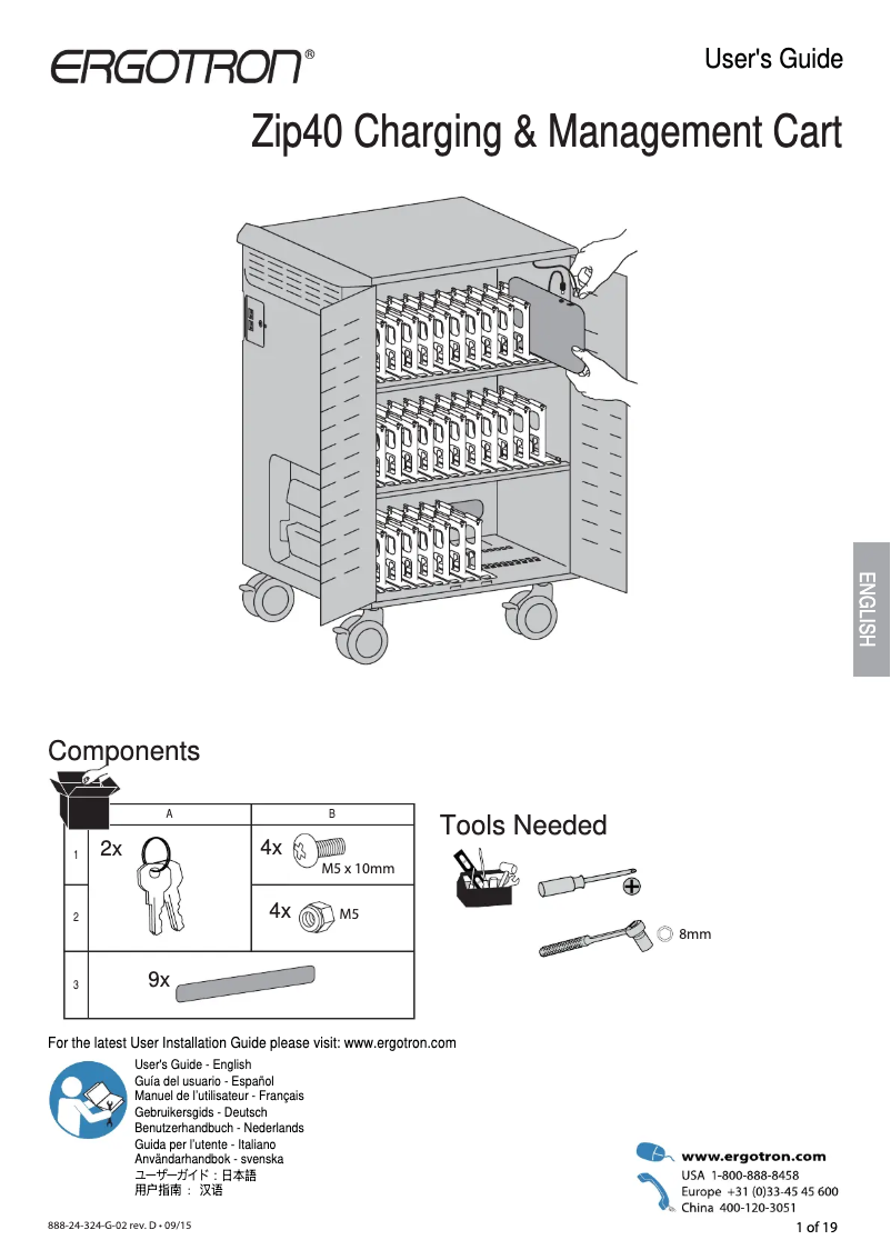 Page 1 de la notice Manuel utilisateur Ergotron DM40-1008-4