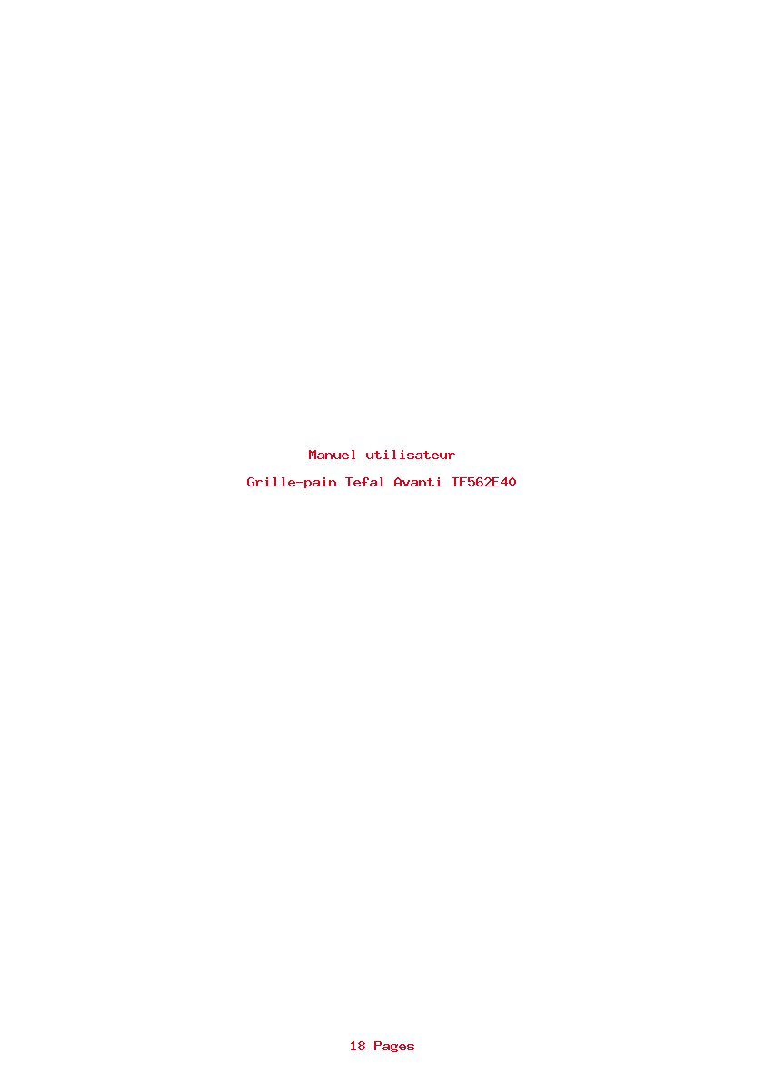 Page 1 de la notice Manuel utilisateur Tefal Avanti TF562E40