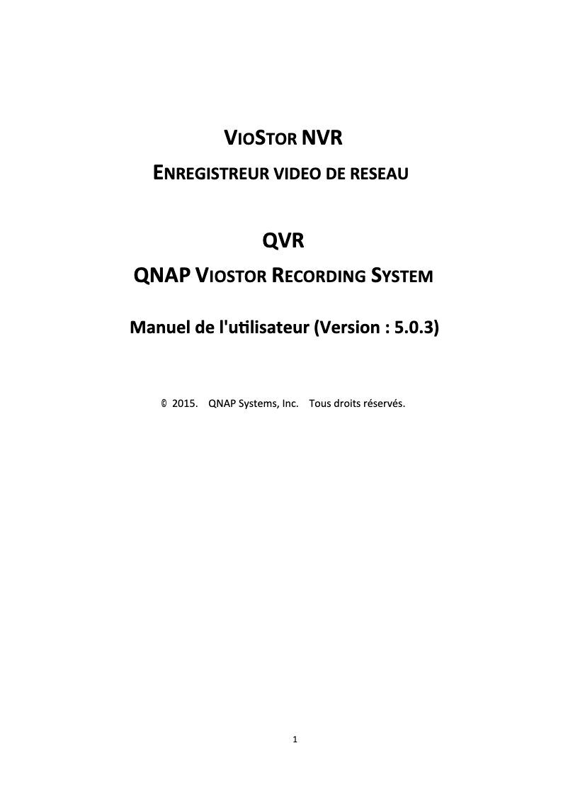 Page 1 de la notice Manuel utilisateur QNAP VS-4112 Pro+