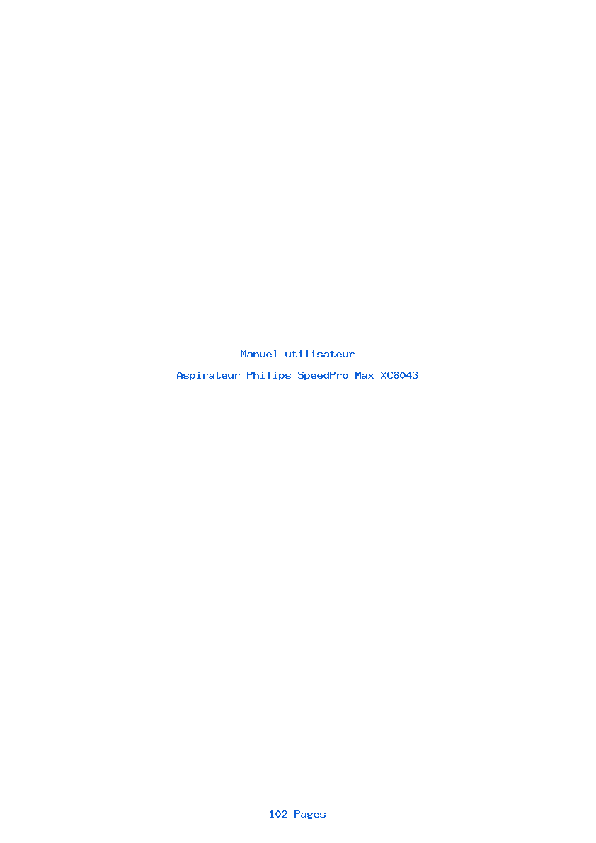 Page 1 de la notice Manuel utilisateur Philips SpeedPro Max XC8043