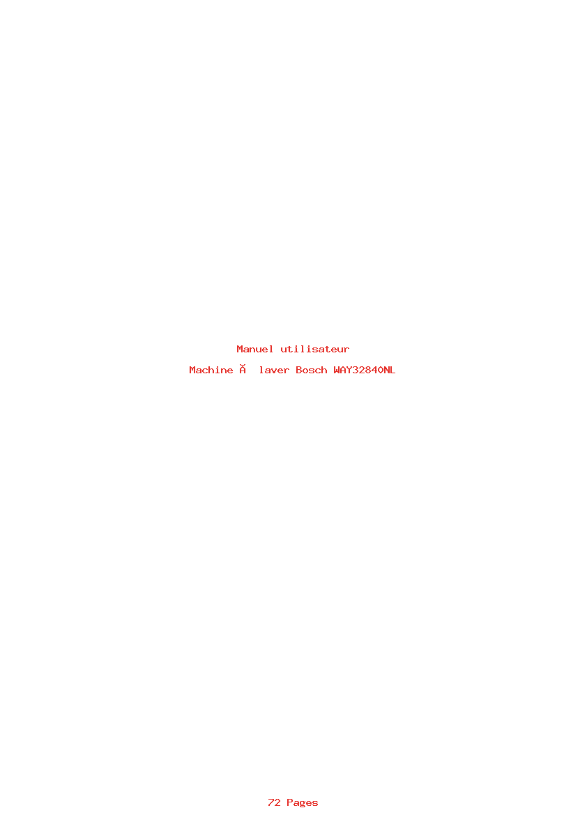 Page 1 de la notice Manuel utilisateur Bosch WAY32840NL