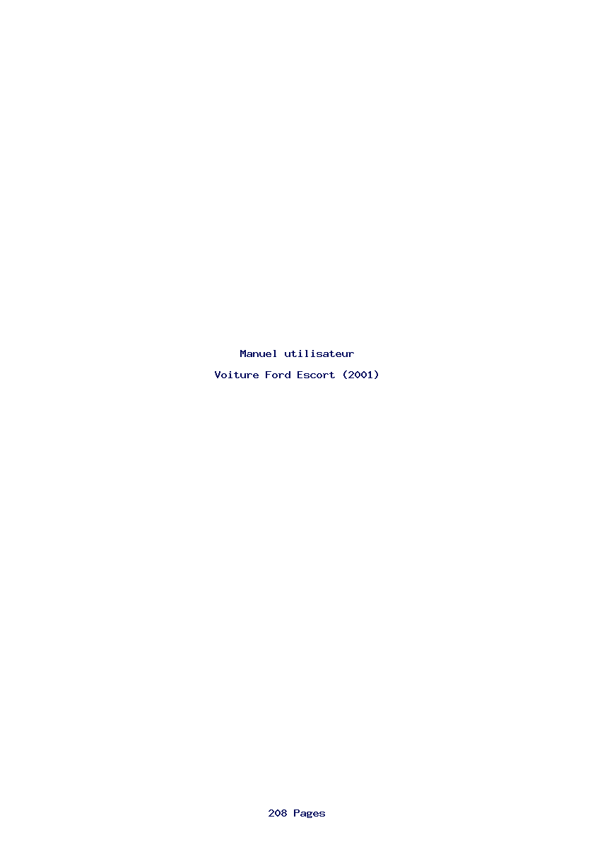 Page 1 de la notice Manuel utilisateur Ford Escort (2001)