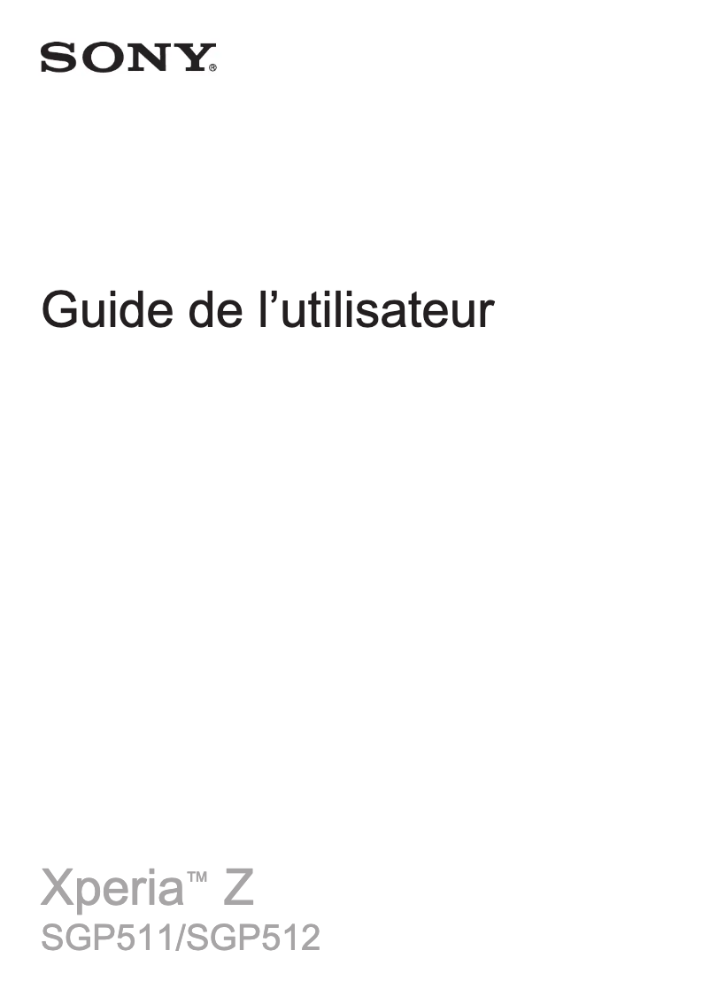 Page 1 de la notice Manuel utilisateur Sony Xperia Z2 Tablet