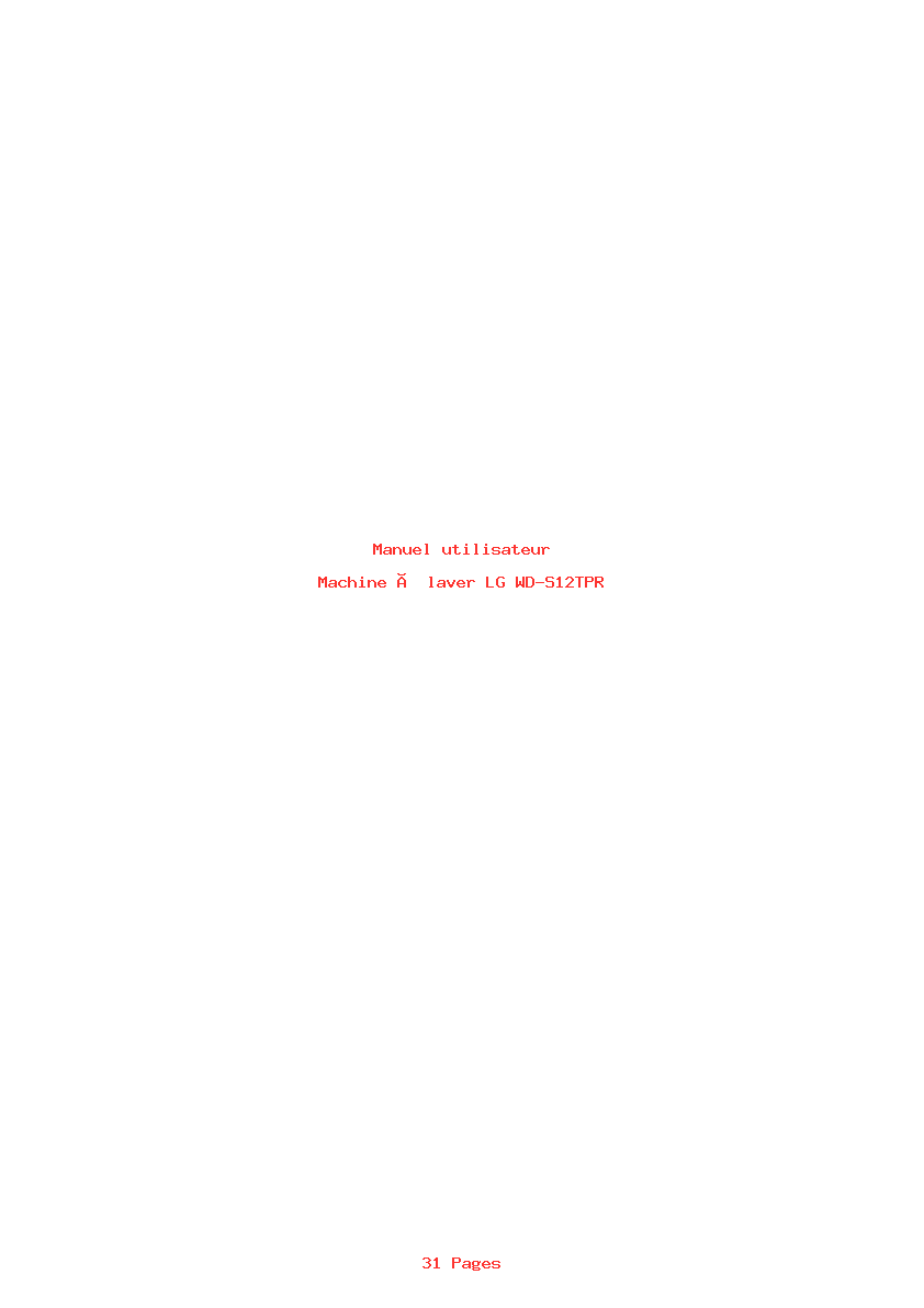 Page 1 de la notice Manuel utilisateur LG WD-S12TPR