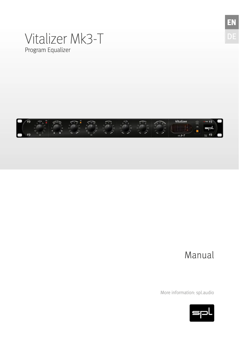 Page 1 de la notice Manuel utilisateur SPL Vitalizer Mk3-T
