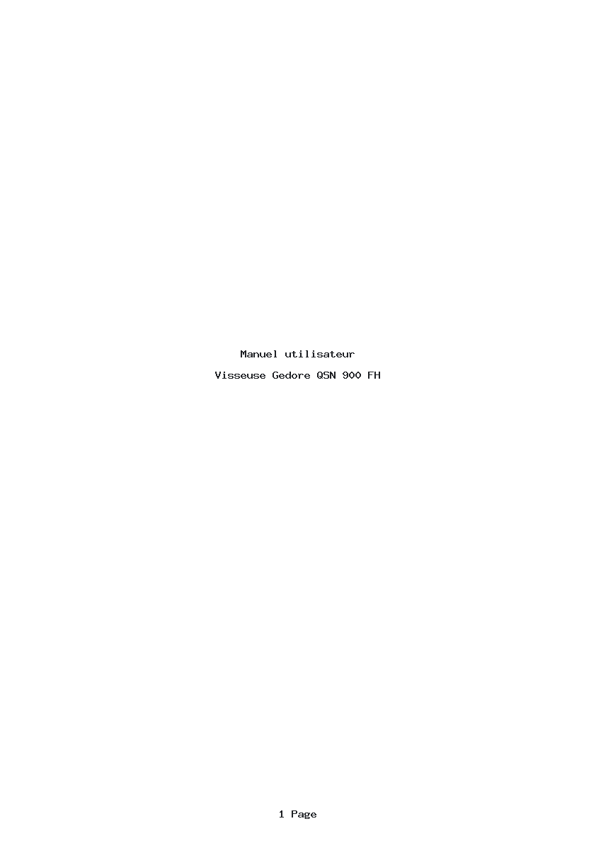 Page 1 de la notice Manuel utilisateur Gedore QSN 900 FH