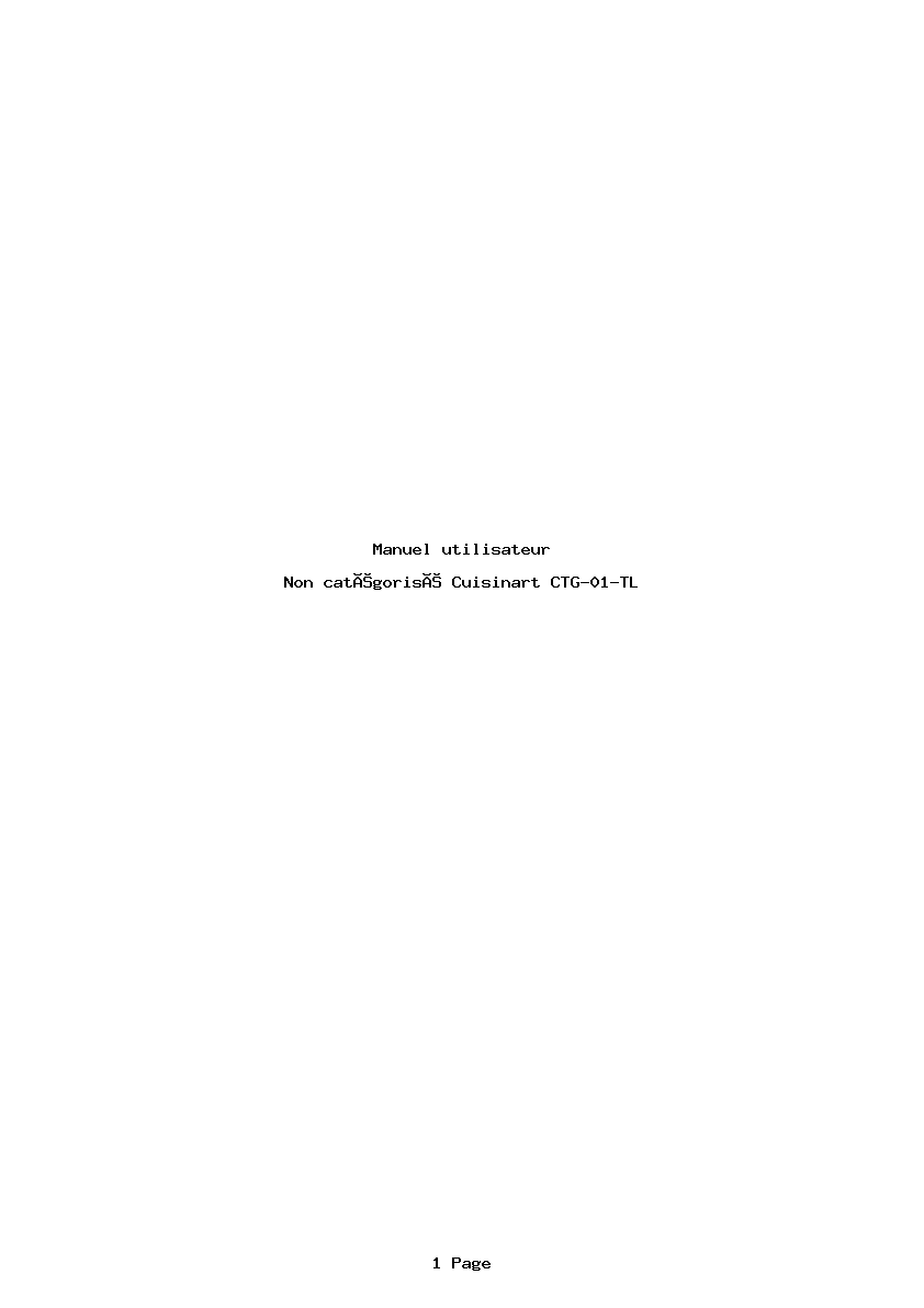 Page 1 de la notice Manuel utilisateur Cuisinart CTG-01-TL