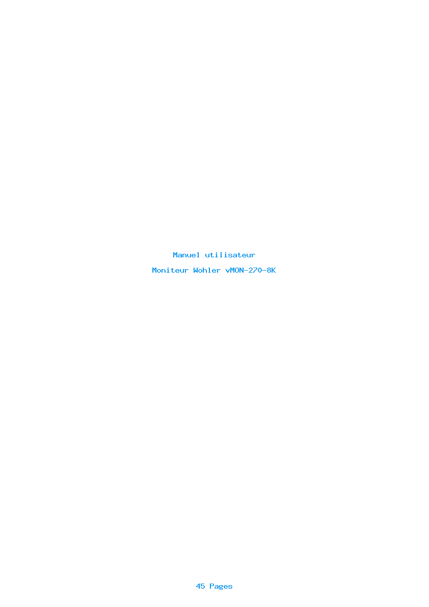 Page 1 de la notice Manuel utilisateur Wohler vMON-270-8K