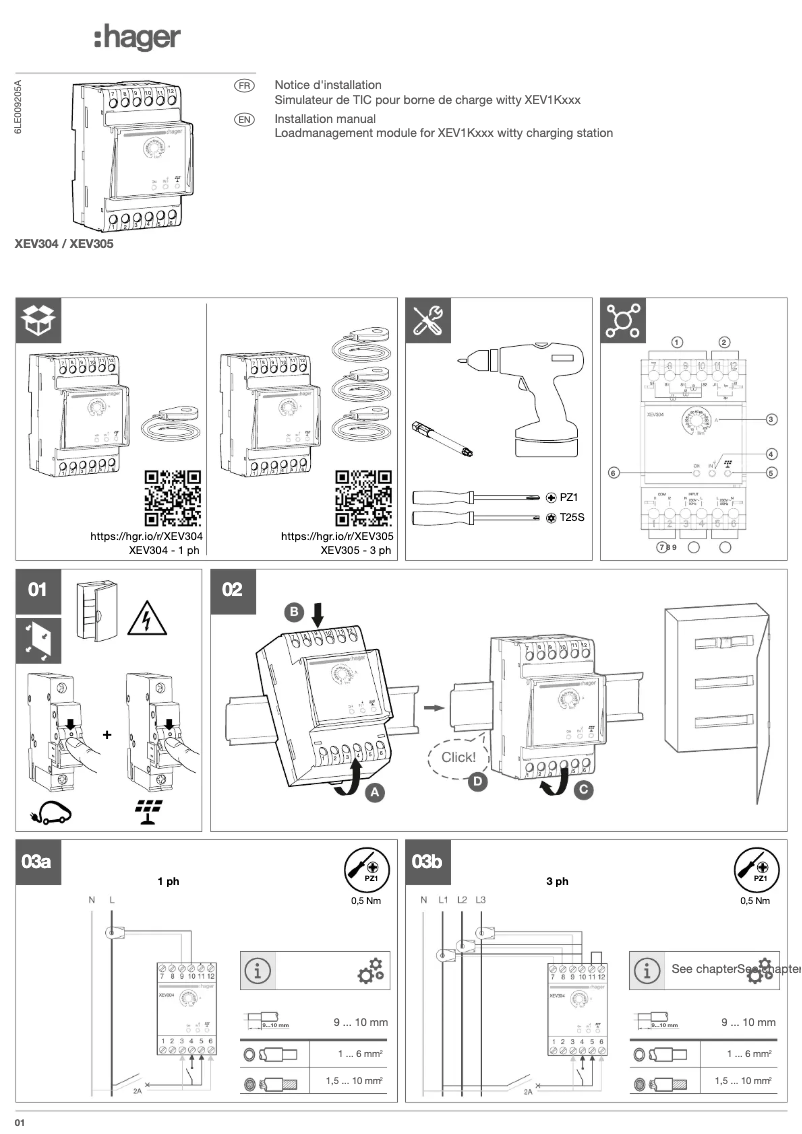 Page 1 de la notice Manuel utilisateur Hager XEV304