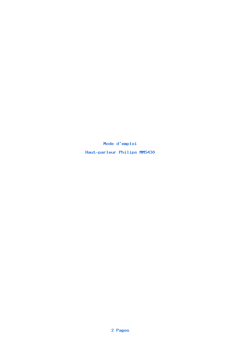Page 1 de la notice Mode d'emploi Philips MMS430